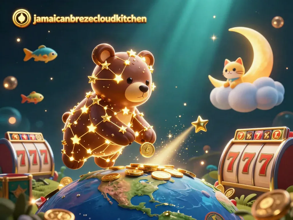 Memenangkan jackpot di jamaicanbreezecloudkitchen dengan ilustrasi 3D berang bintang dan elemen slot.