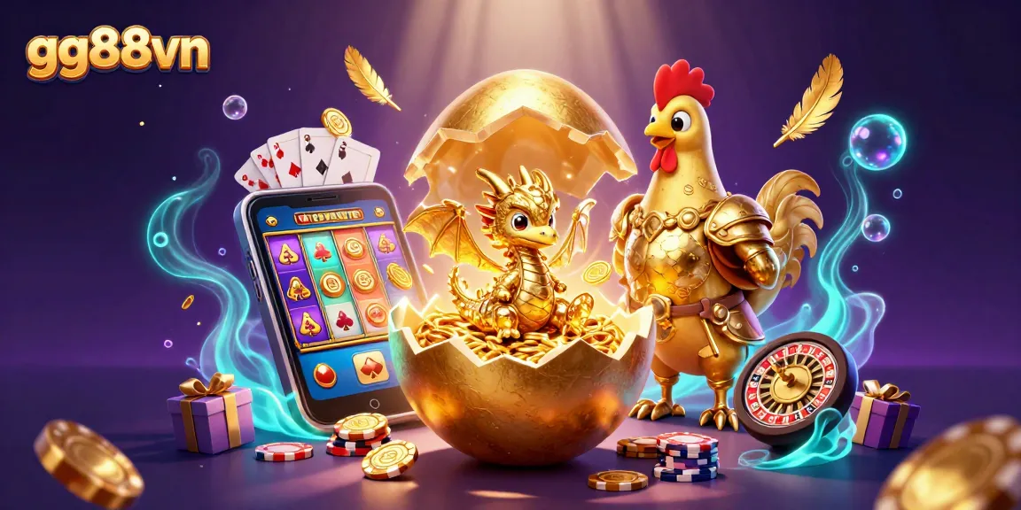 Experience thrilling wins at gg88vn with a dazzling golden dragon on poker chips.