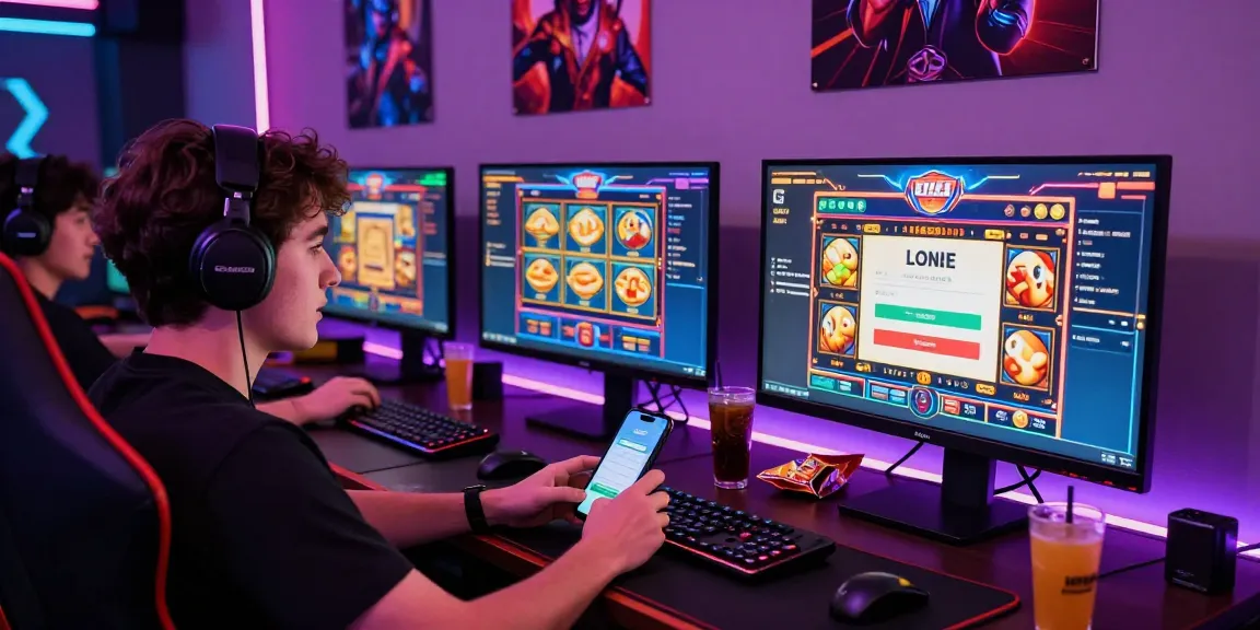 Exciting online gaming setup showcasing deposit pulsa tanpa potongan options with vibrant LED lighting.