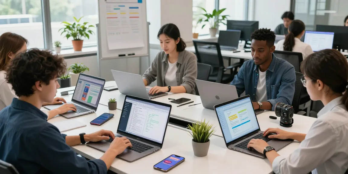 Collaborative team using WPS Office software in a modern workspace for seamless wps下载 experience.