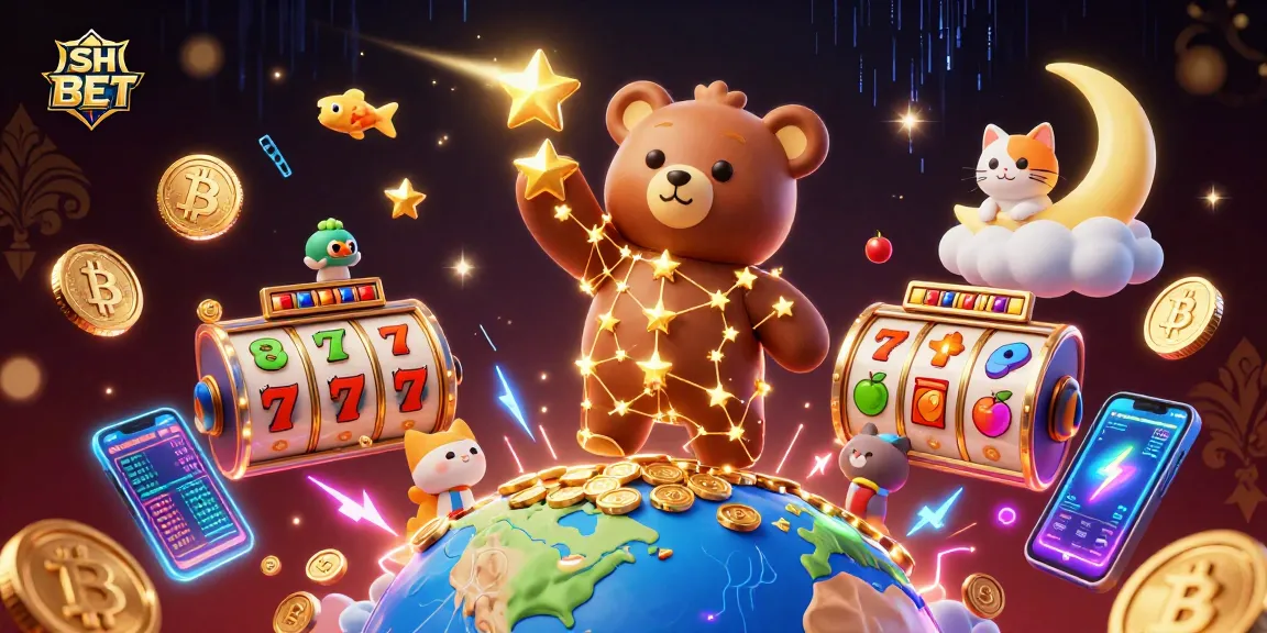 Experience the thrill of SH BET with a vibrant 3D casino scene featuring cosmic characters and rich gaming elements.