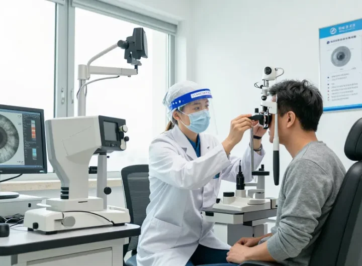 Ophthalmologist at SNU Eye Clinic performing eye examinations with advanced diagnostic tools.