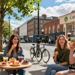 Where Can I Get Top Quality Edibles In Dublin? Friends enjoying colorful THC-infused gummies in a vibrant Dublin café setting.