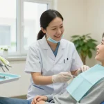Dentist and patient in a welcoming clinic, discover more here about healthy smiles.