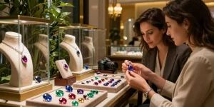 Shimmering gemstones on display at My Gem Spot retail, showcasing quality jewelry choices.