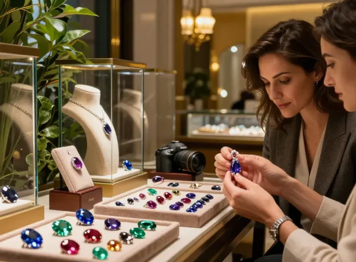 Shimmering gemstones on display at My Gem Spot retail, showcasing quality jewelry choices.