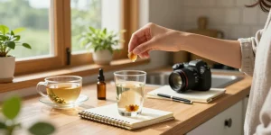 Engaging scene with a person preparing to buy shilajit resin in a comforting home environment emphasizing wellness.