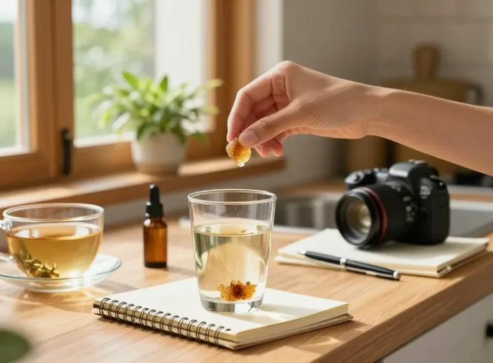Engaging scene with a person preparing to buy shilajit resin in a comforting home environment emphasizing wellness.
